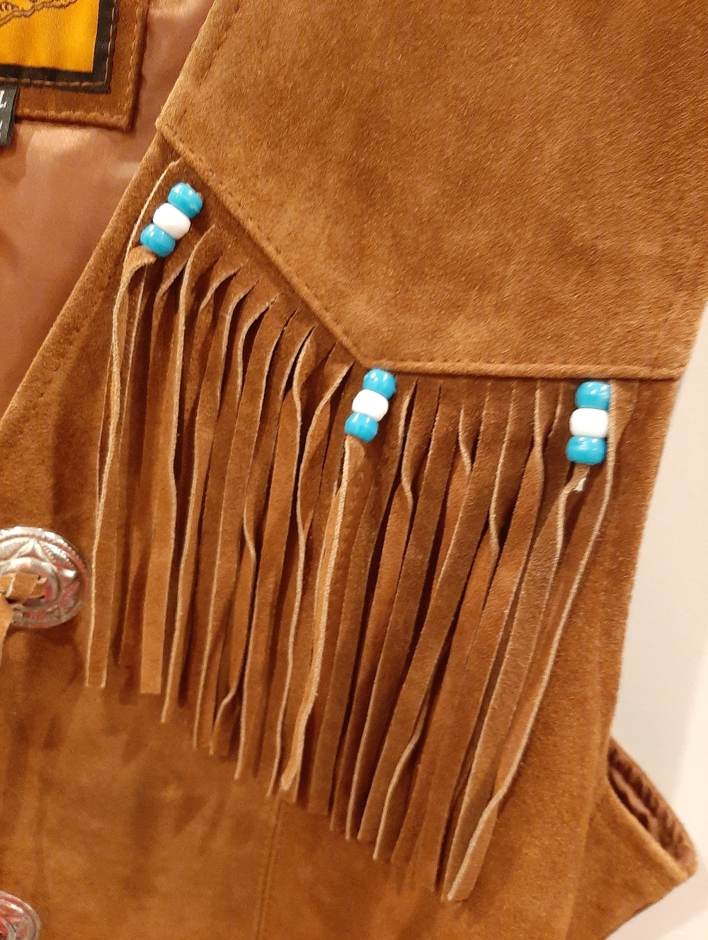 Dream Apparel Brown Suede Fringe Vest Western Concho Beaded Boho Women’s XL 1X - Picture 12 of 12